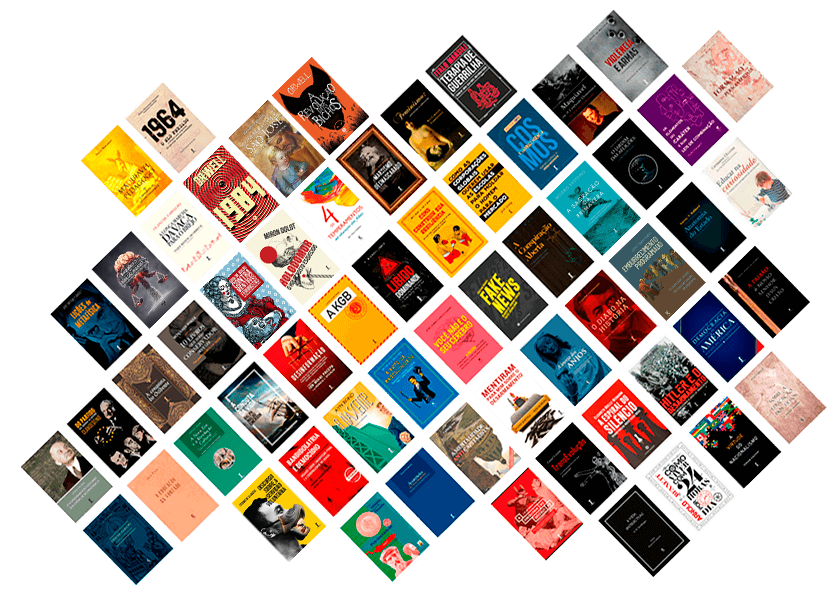 Grade com capas de livros publicados e distribuídos pelo CEDET